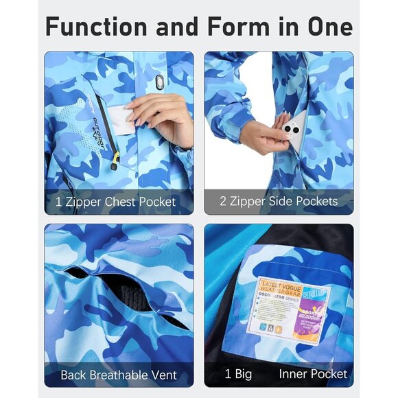 Women's Blue Como Winter Coats Snow Ski Jacket Waterproof Winter Jacket - Picture 6 of 6